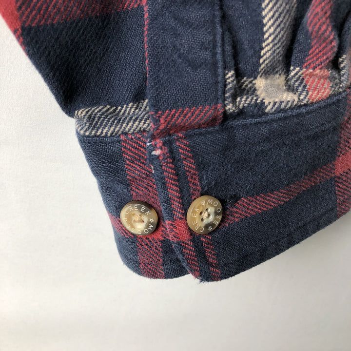 Moose Creek Long-Sleeve Heavy Flannel Check Shirt, Men's Size XL (approx.) cotton navy blue type Vintage Second Hand