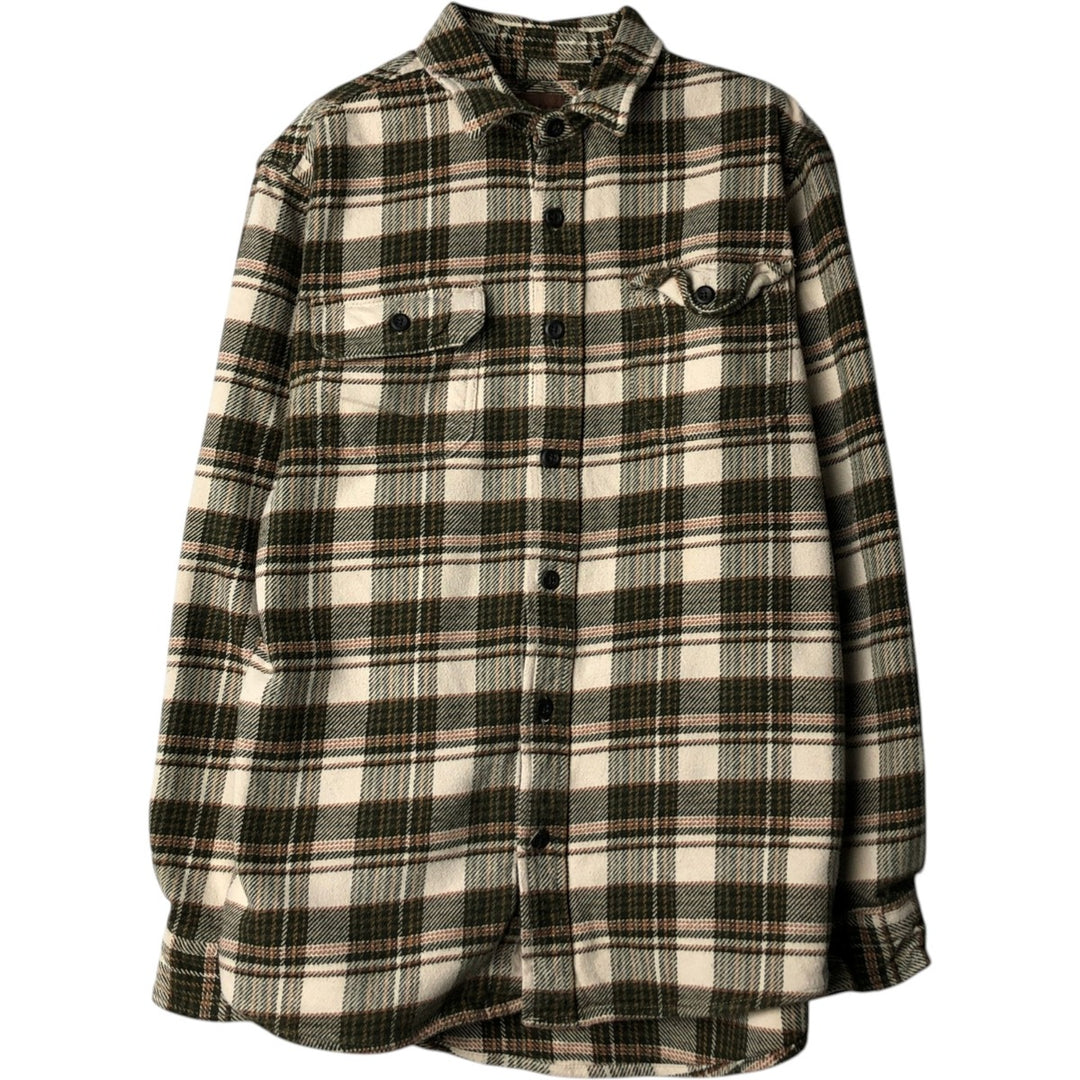 ORVIS Long Sleeve Heavy Flannel Check Shirt, Men's Size M cotton pale white type Vintage Second Hand