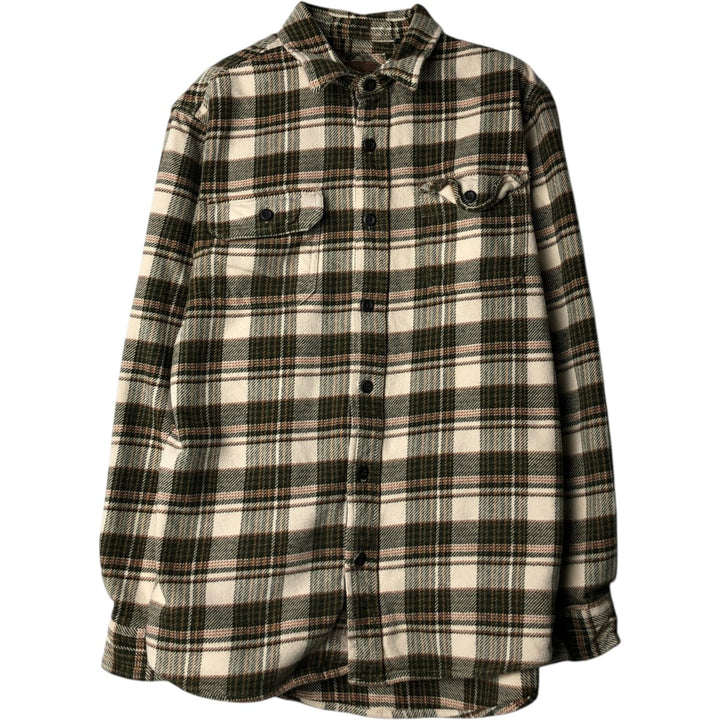 ORVIS Long Sleeve Heavy Flannel Check Shirt, Men's Size M cotton pale white type Vintage Second Hand