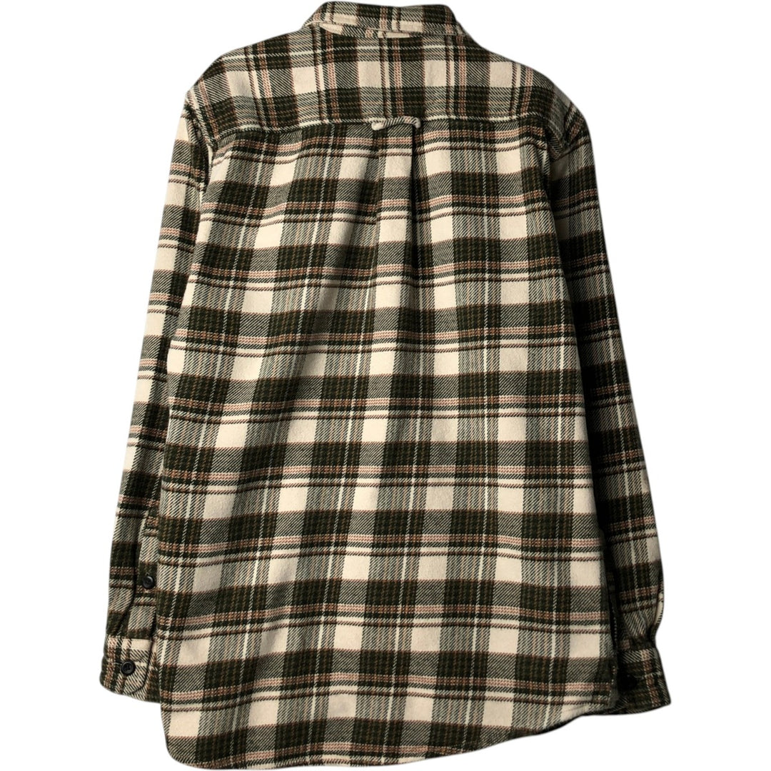 ORVIS Long Sleeve Heavy Flannel Check Shirt, Men's Size M cotton pale white type Vintage Second Hand