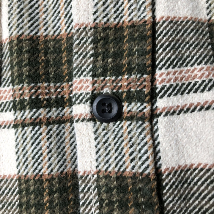 ORVIS Long Sleeve Heavy Flannel Check Shirt, Men's Size M cotton pale white type Vintage Second Hand