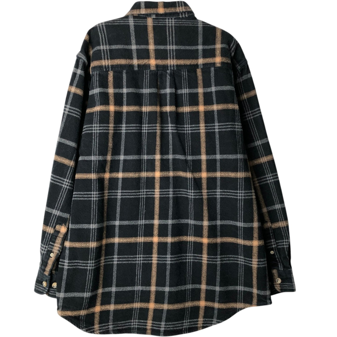 Moose Creek Long-Sleeve Heavy Flannel Check Shirt, Men's Size L (approx.) cotton black type Vintage Second Hand