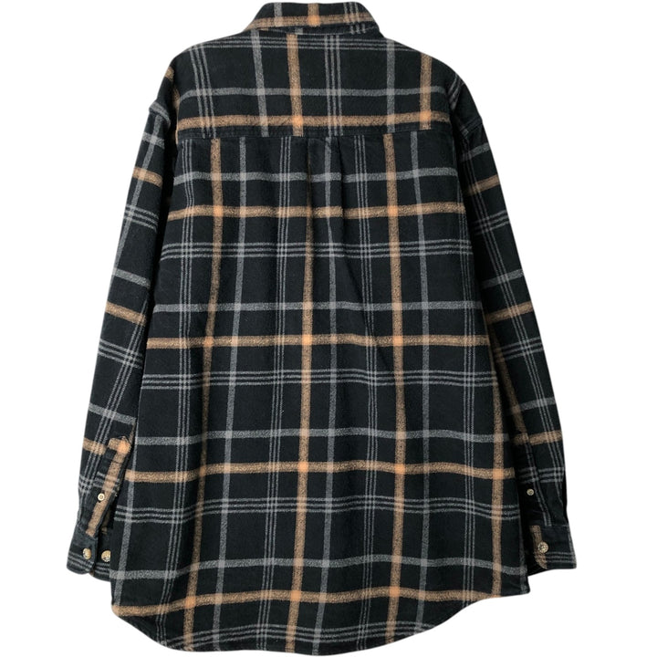 Moose Creek Long-Sleeve Heavy Flannel Check Shirt, Men's Size L (approx.) cotton black type Vintage Second Hand