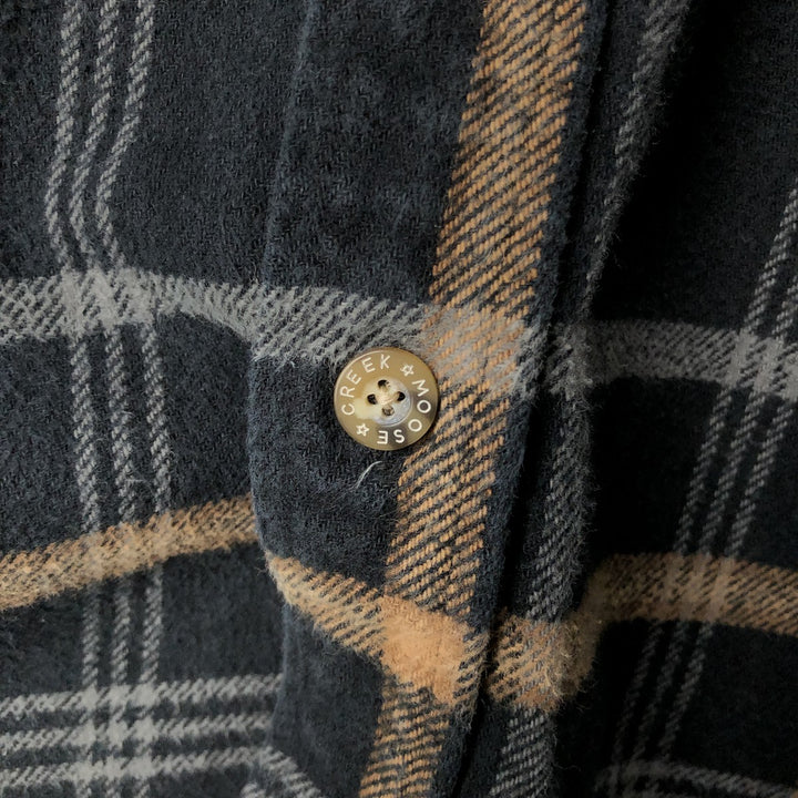 Moose Creek Long-Sleeve Heavy Flannel Check Shirt, Men's Size L (approx.) cotton black type Vintage Second Hand