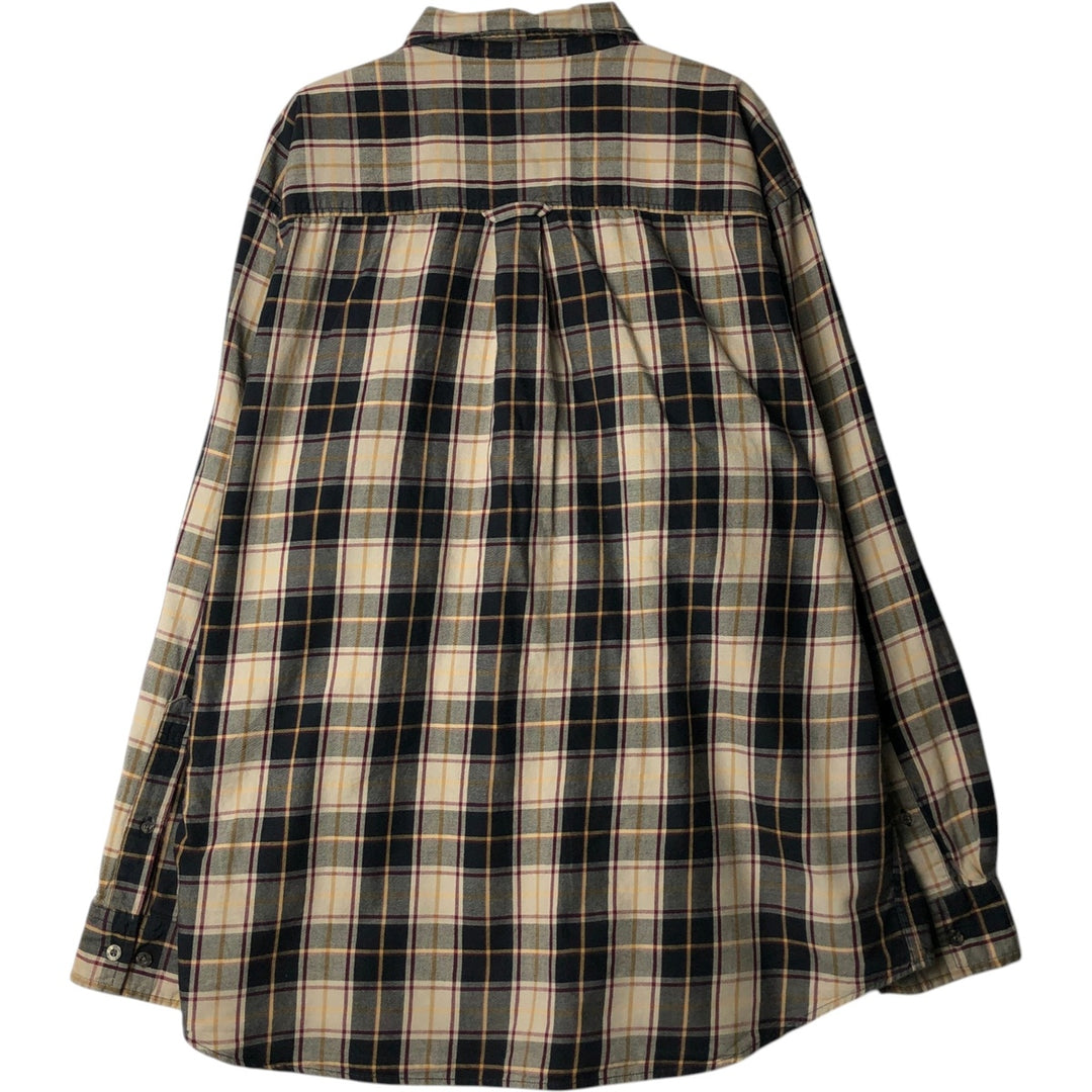 Pendleton PENDLETON Long-Sleeve Button-Down Light Flannel Check Shirt, Men's Size XL (approx.) cotton Beige type Vintage Second Hand