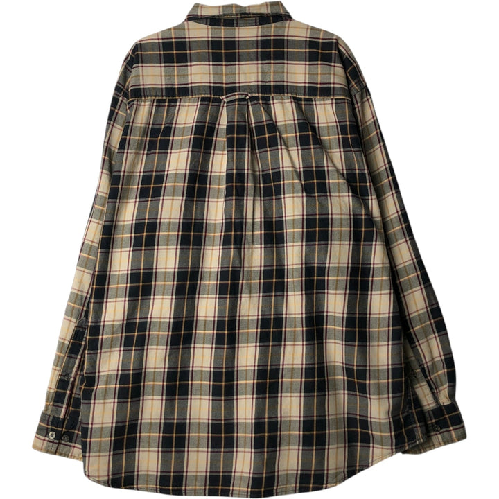 Pendleton PENDLETON Long-Sleeve Button-Down Light Flannel Check Shirt, Men's Size XL (approx.) cotton Beige type Vintage Second Hand