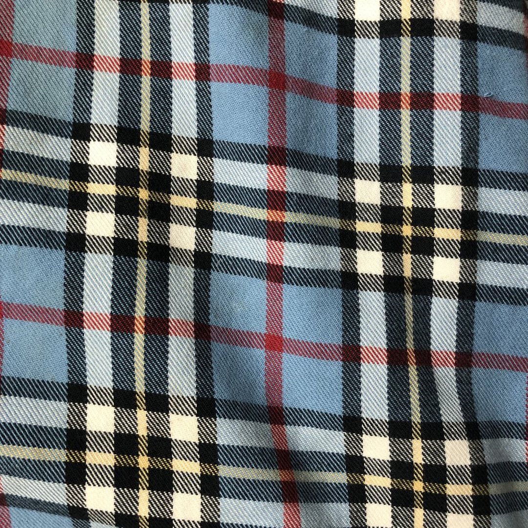 LLBean Tartan Check Long-Sleeve Button-Down Light Flannel Shirt, Men's Size XL (approx.) cotton Blue type light blue Vintage Second Hand