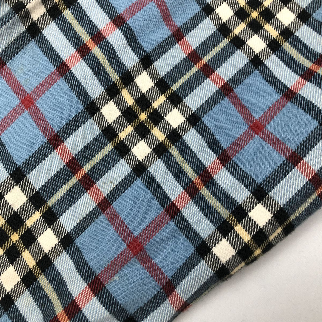 LLBean Tartan Check Long-Sleeve Button-Down Light Flannel Shirt, Men's Size XL (approx.) cotton Blue type light blue Vintage Second Hand