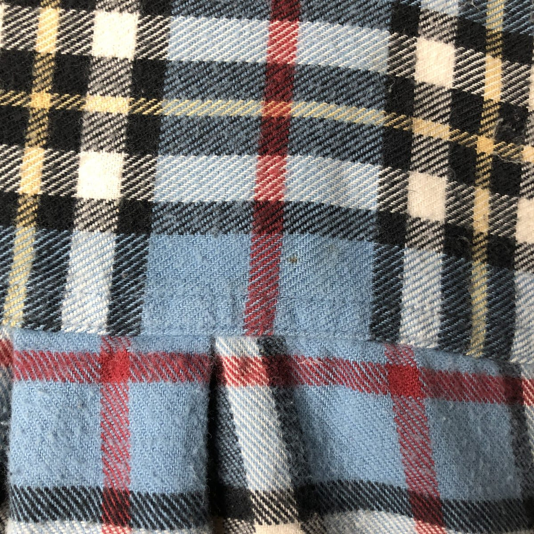 LLBean Tartan Check Long-Sleeve Button-Down Light Flannel Shirt, Men's Size XL (approx.) cotton Blue type light blue Vintage Second Hand