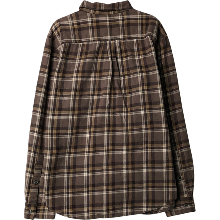 Columbia Regular Fit Long-Sleeve Light Flannel Check Shirt, Men's Size L (approx.) cotton brown type Vintage Second Hand