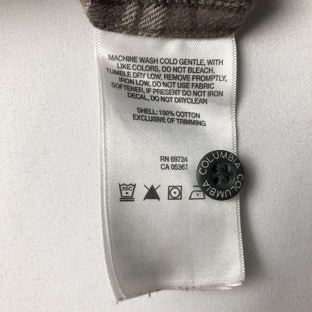 Columbia Regular Fit Long-Sleeve Light Flannel Check Shirt, Men's Size L (approx.) cotton brown type Vintage Second Hand