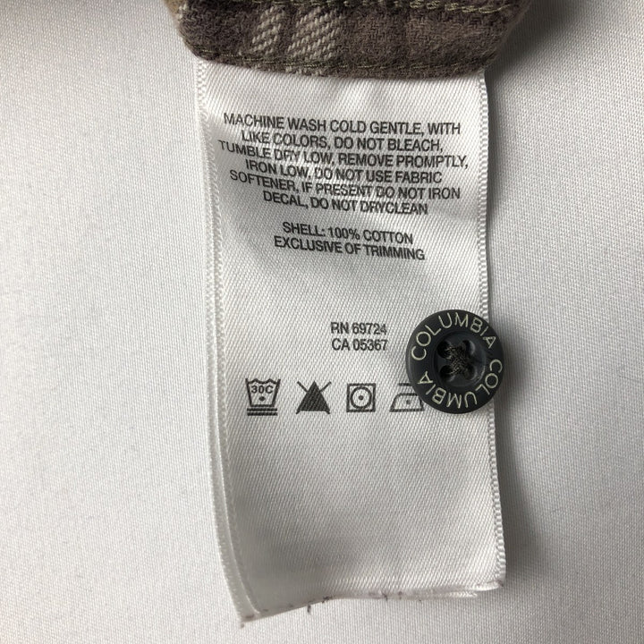 Columbia Regular Fit Long-Sleeve Light Flannel Check Shirt, Men's Size L (approx.) cotton brown type Vintage Second Hand