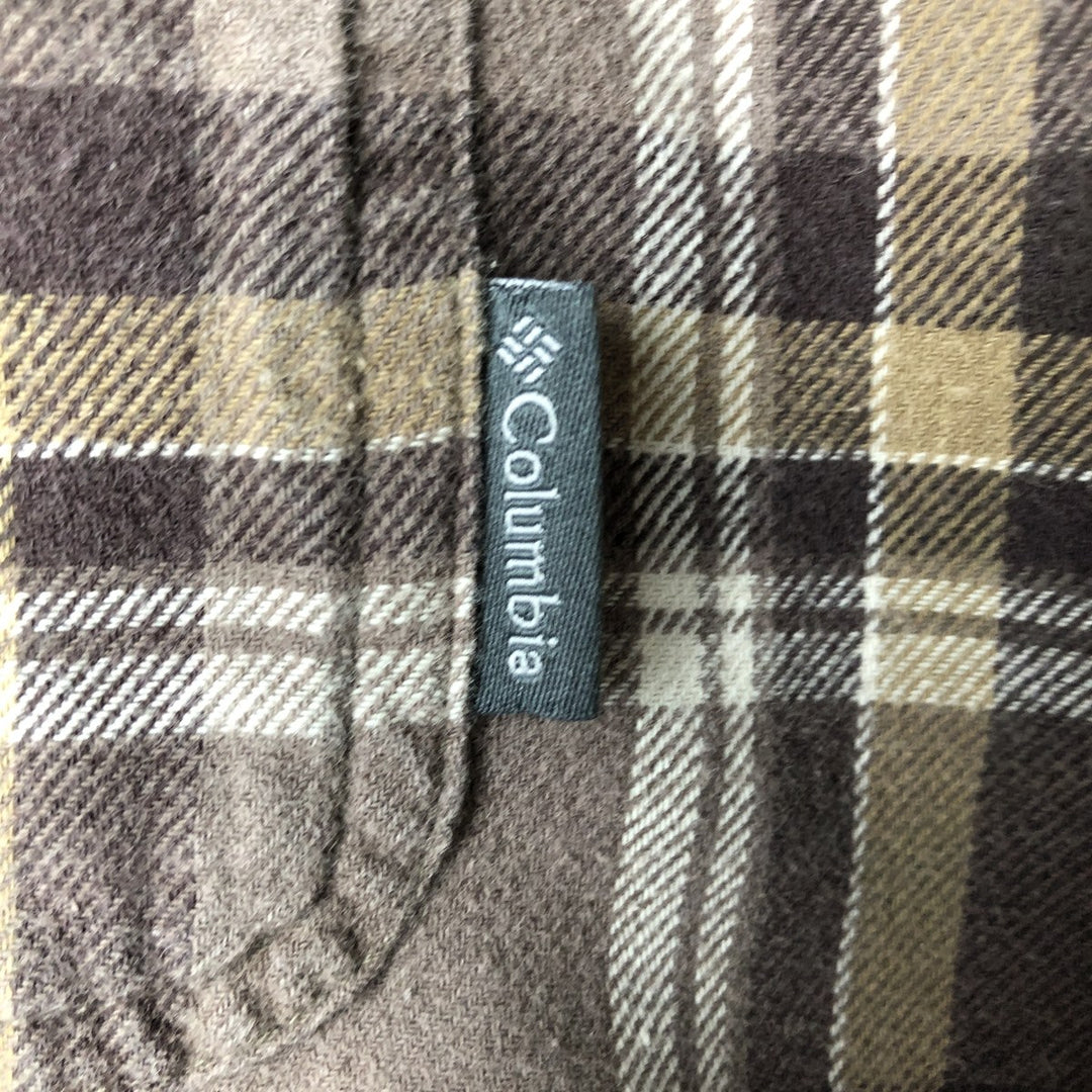 Columbia Regular Fit Long-Sleeve Light Flannel Check Shirt, Men's Size L (approx.) cotton brown type Vintage Second Hand