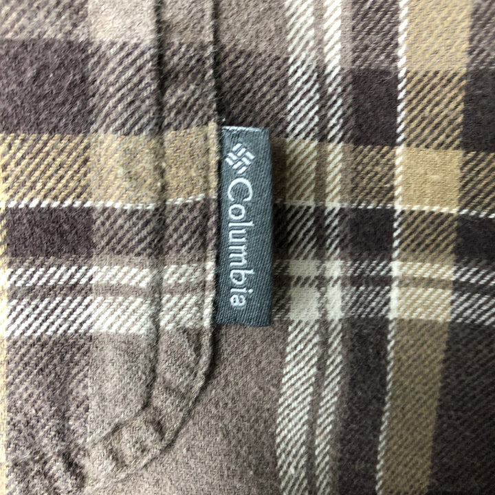 Columbia Regular Fit Long-Sleeve Light Flannel Check Shirt, Men's Size L (approx.) cotton brown type Vintage Second Hand