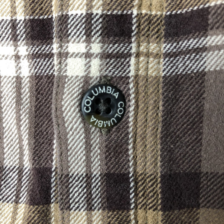 Columbia Regular Fit Long-Sleeve Light Flannel Check Shirt, Men's Size L (approx.) cotton brown type Vintage Second Hand