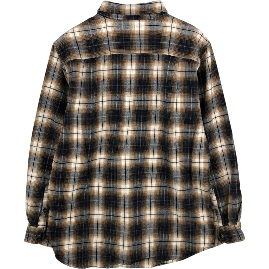 Carhartt Relaxed Fit Ombre Check Long Sleeve Button-Down Flannel Check Shirt, Men's Size L (approx.) cotton beige type brown Vintage Second Hand