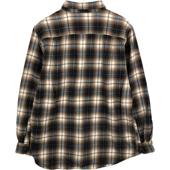 Carhartt Relaxed Fit Ombre Check Long Sleeve Button-Down Flannel Check Shirt, Men's Size L (approx.) cotton beige type brown Vintage Second Hand