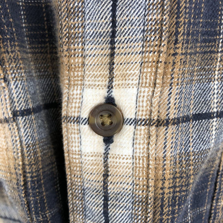 Carhartt Relaxed Fit Ombre Check Long Sleeve Button-Down Flannel Check Shirt, Men's Size L (approx.) cotton beige type brown Vintage Second Hand