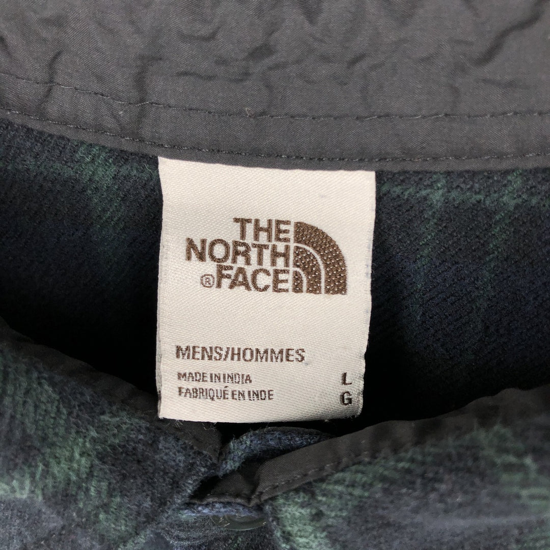 The North Face Men's Long Sleeve Flannel Check Shirt, Size L cotton navy blue type Vintage Second Hand