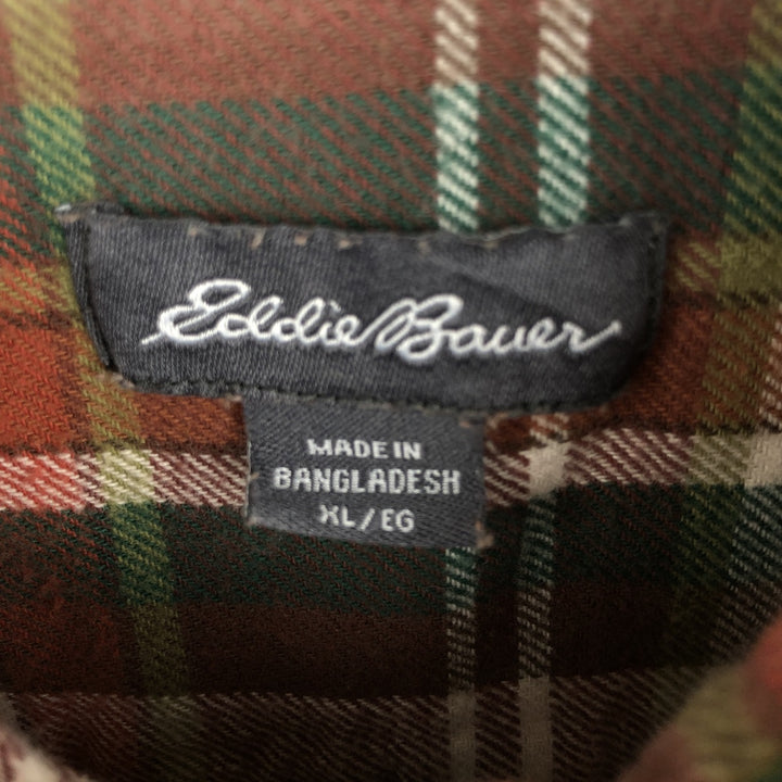 Eddie Bauer Men's Long Sleeve Flannel Check Shirt, Size XL cotton red type Vintage Second Hand