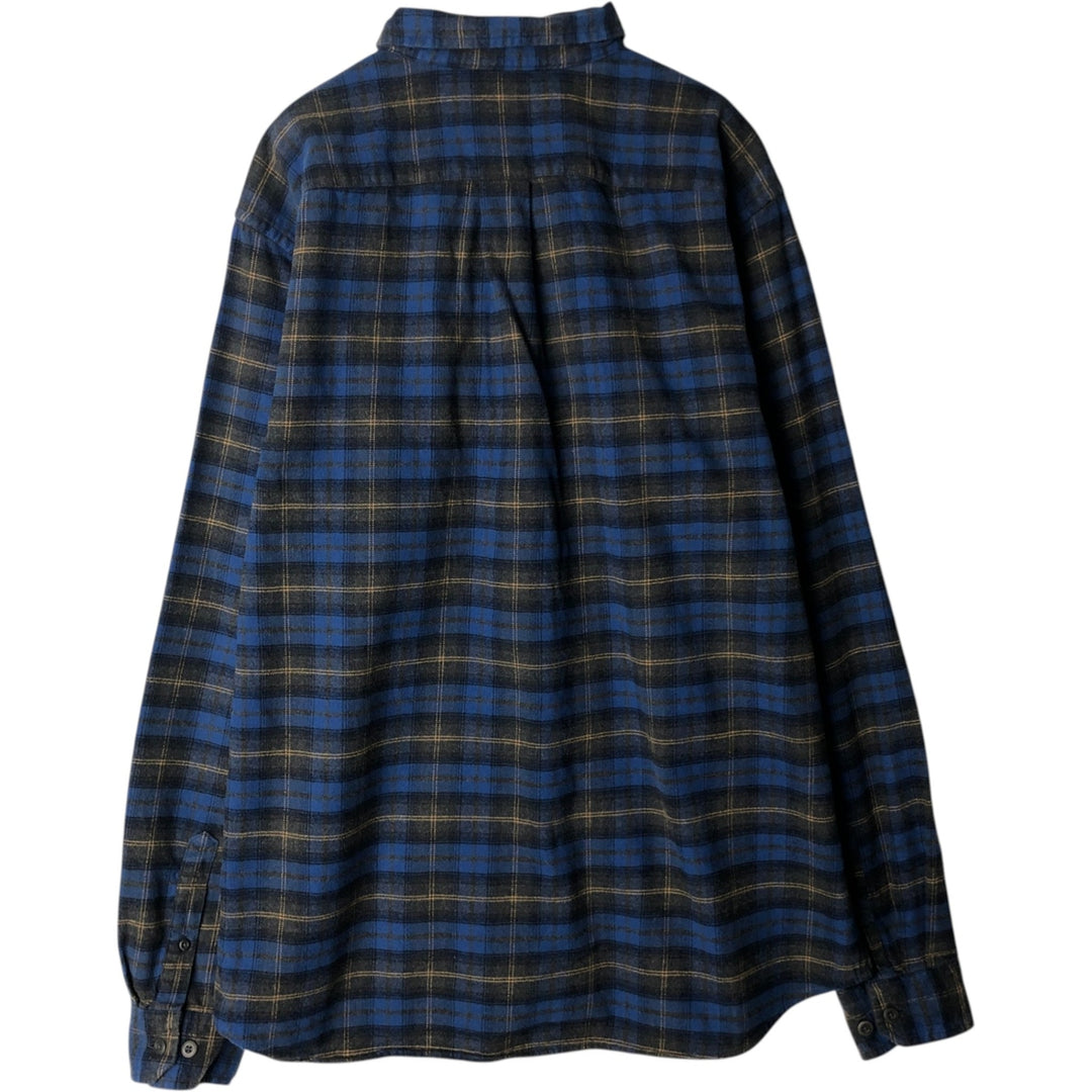 Eddie Bauer Long Sleeve Button Down Light Flannel Check Shirt, Men's Size L cotton blue type Vintage Second Hand