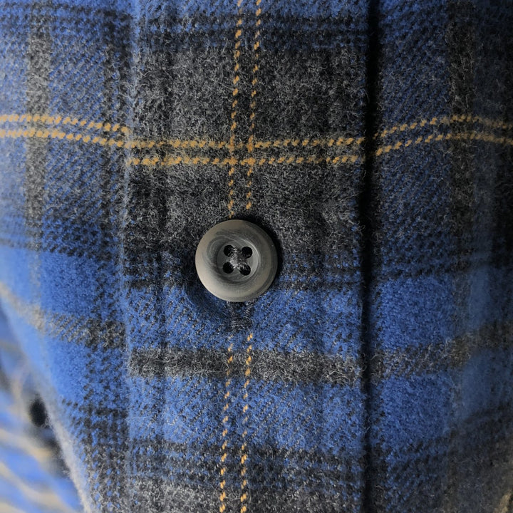 Eddie Bauer Long Sleeve Button Down Light Flannel Check Shirt, Men's Size L cotton blue type Vintage Second Hand