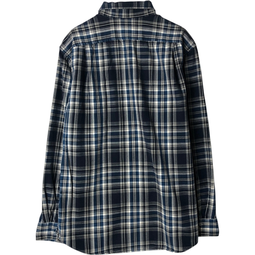 Eddie Bauer Relaxed Fit Long-Sleeve Button-Down Flannel Check Shirt, Men's Size S (approx.) cotton blue type Vintage Second Hand