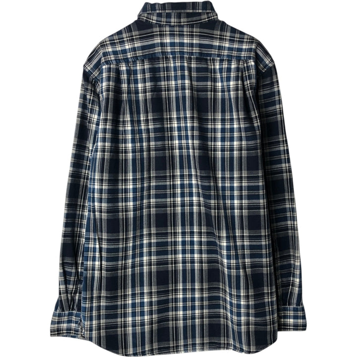 Eddie Bauer Relaxed Fit Long-Sleeve Button-Down Flannel Check Shirt, Men's Size S (approx.) cotton blue type Vintage Second Hand