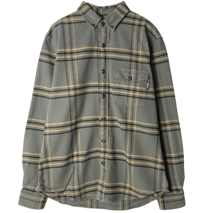 Woolrich long-sleeved button-down flannel check shirt, men's size M (approx.) cotton green type Vintage Second Hand