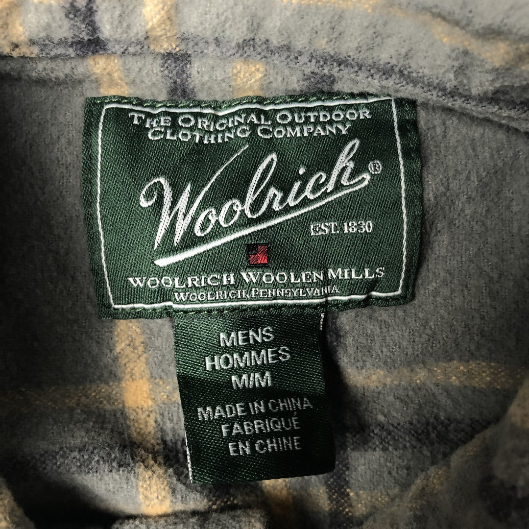 Woolrich long-sleeved button-down flannel check shirt, men's size M (approx.) cotton green type Vintage Second Hand