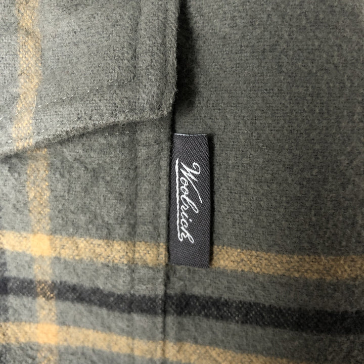Woolrich long-sleeved button-down flannel check shirt, men's size M (approx.) cotton green type Vintage Second Hand