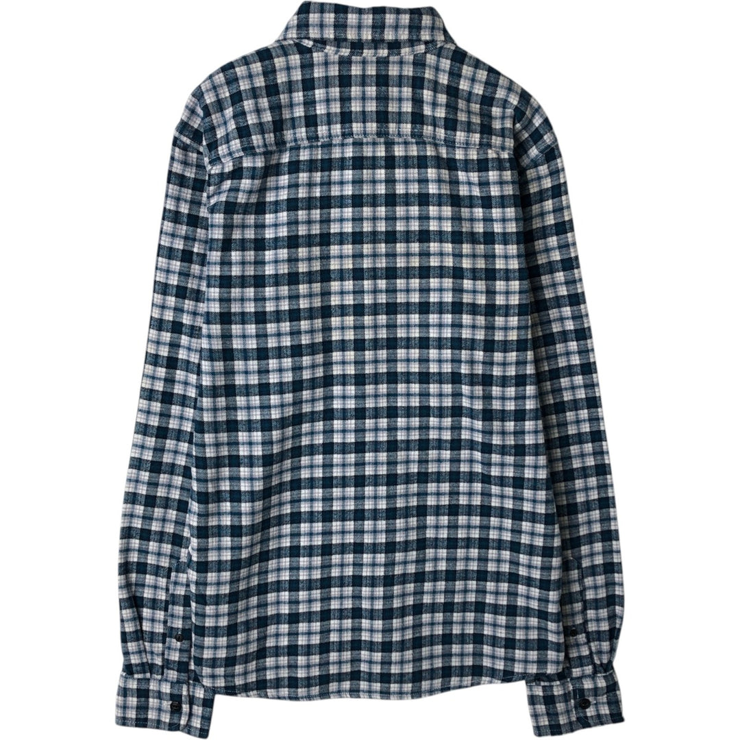 GAP Untucked Long-Sleeve Flannel Check Shirt, Men's Size M (approx.) cotton Navy blue Vintage Second Hand
