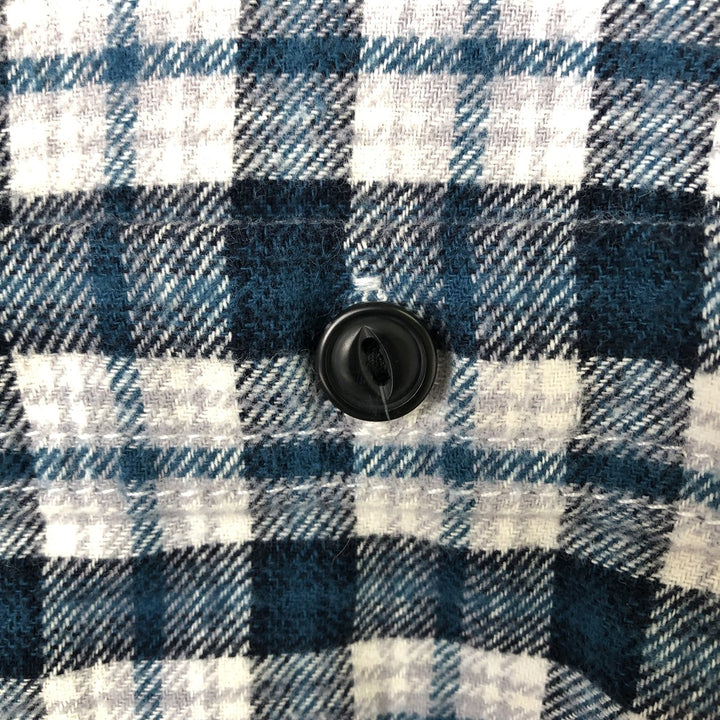 GAP Untucked Long-Sleeve Flannel Check Shirt, Men's Size M (approx.) cotton Navy blue Vintage Second Hand
