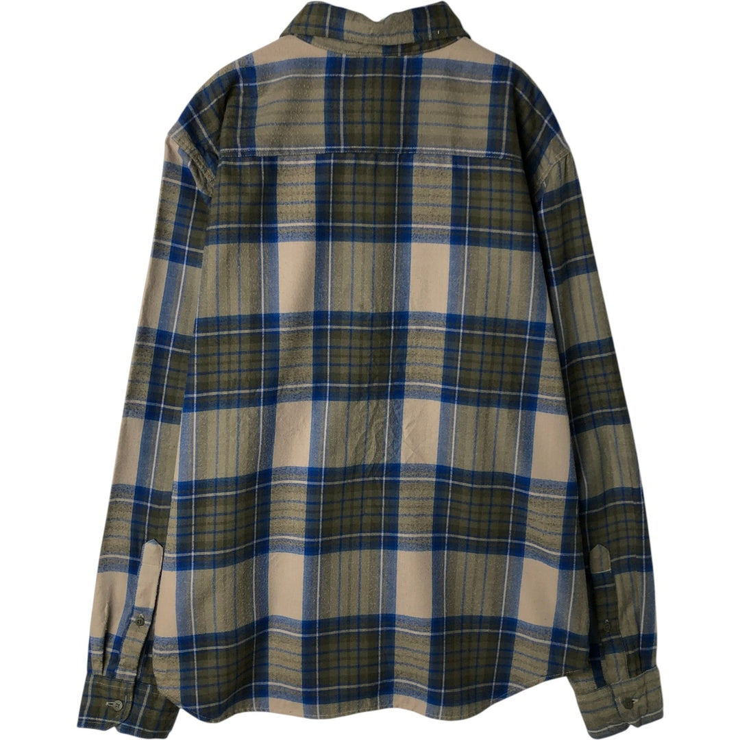 REI Long-Sleeve Flannel Check Shirt, Men's Size L (approx.) polyester Khaki type Vintage Second Hand