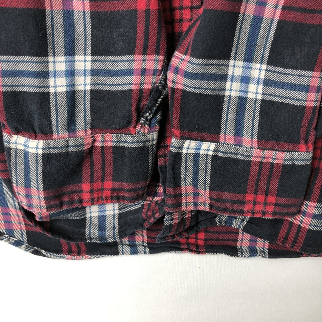 Brooks Brothers 346 Long-Sleeve Button-Down Flannel Check Shirt, Men's Size L (approx.) cotton navy blue type Vintage Second Hand