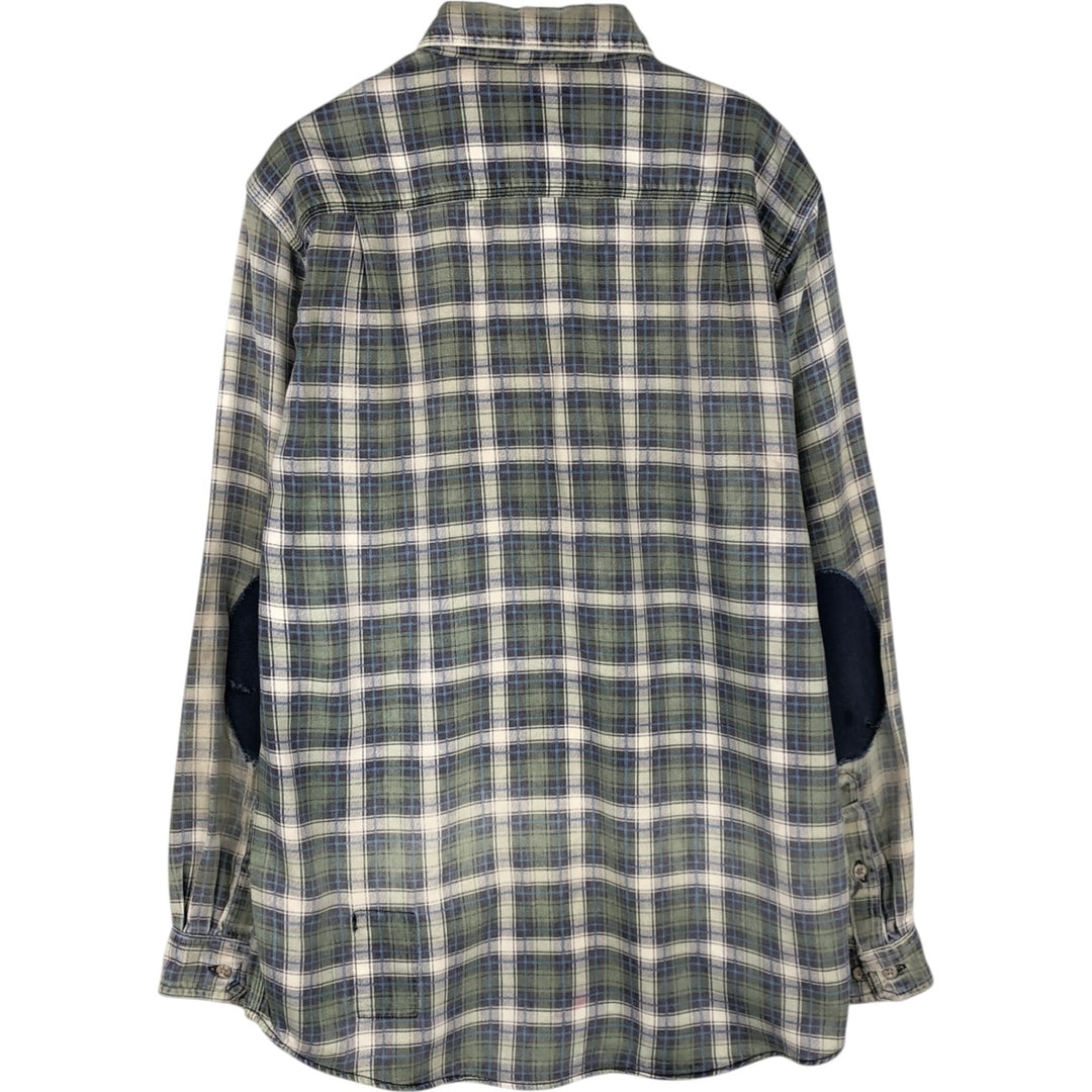 Carhartt FR Series Long-Sleeve Button-Down Light Flannel Check Shirt, Men's Size M (approx.) cotton Khaki type Vintage Second Hand