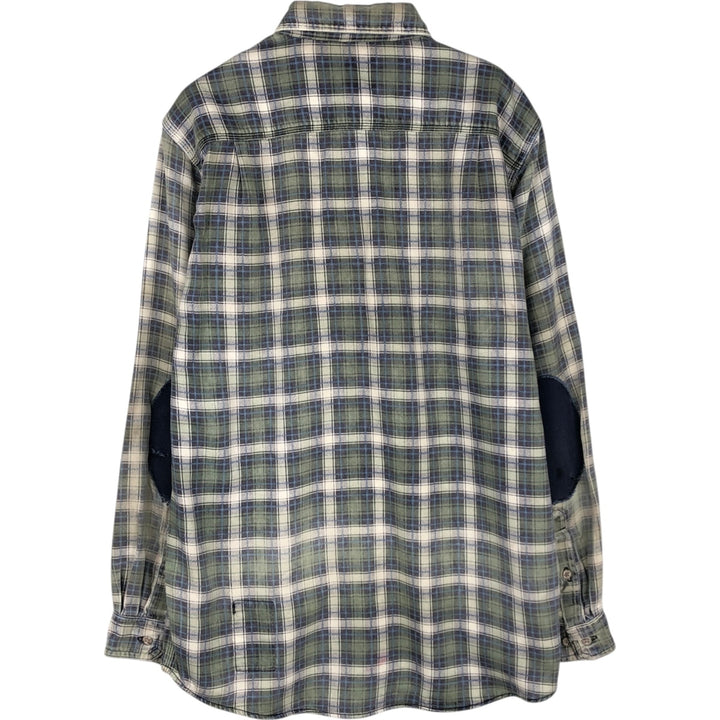 Carhartt FR Series Long-Sleeve Button-Down Light Flannel Check Shirt, Men's Size M (approx.) cotton Khaki type Vintage Second Hand