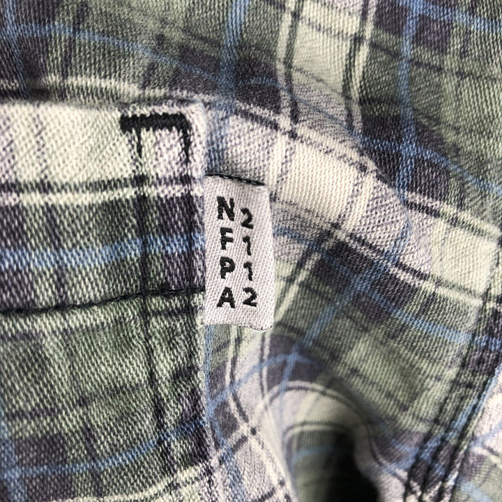 Carhartt FR Series Long-Sleeve Button-Down Light Flannel Check Shirt, Men's Size M (approx.) cotton Khaki type Vintage Second Hand