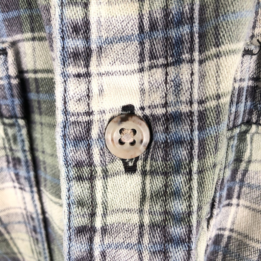 Carhartt FR Series Long-Sleeve Button-Down Light Flannel Check Shirt, Men's Size M (approx.) cotton Khaki type Vintage Second Hand