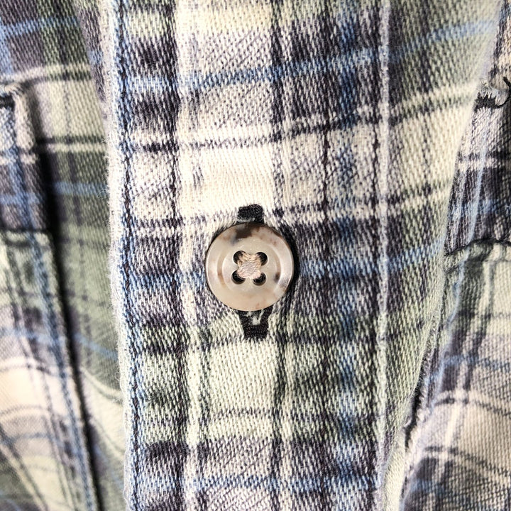 Carhartt FR Series Long-Sleeve Button-Down Light Flannel Check Shirt, Men's Size M (approx.) cotton Khaki type Vintage Second Hand