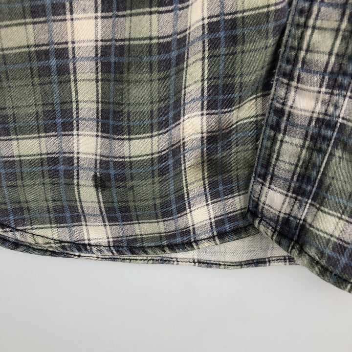 Carhartt FR Series Long-Sleeve Button-Down Light Flannel Check Shirt, Men's Size M (approx.) cotton Khaki type Vintage Second Hand