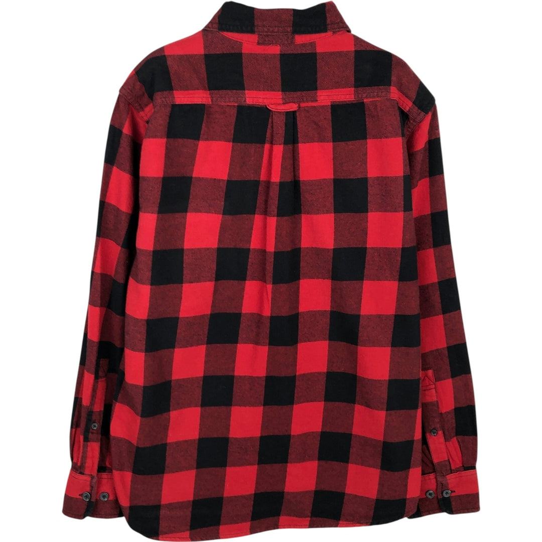 Eddie Bauer Buffalo Check Long-Sleeve Light Flannel Check Shirt, Men's Size M (approx.) cotton red type Vintage Second Hand