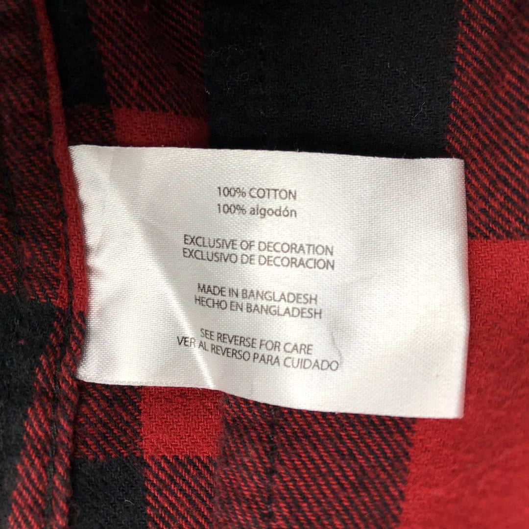 Eddie Bauer Buffalo Check Long-Sleeve Light Flannel Check Shirt, Men's Size M (approx.) cotton red type Vintage Second Hand