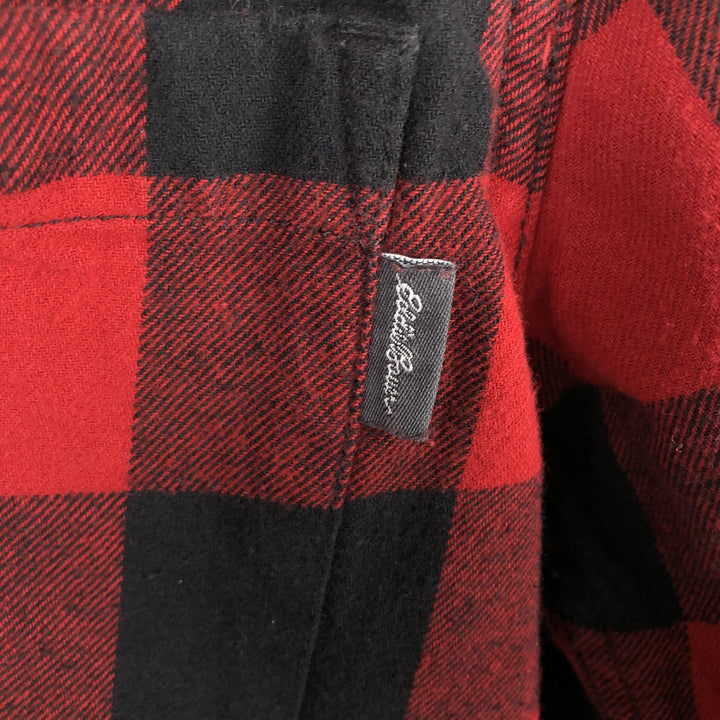 Eddie Bauer Buffalo Check Long-Sleeve Light Flannel Check Shirt, Men's Size M (approx.) cotton red type Vintage Second Hand