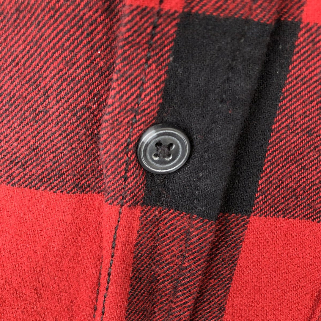 Eddie Bauer Buffalo Check Long-Sleeve Light Flannel Check Shirt, Men's Size M (approx.) cotton red type Vintage Second Hand