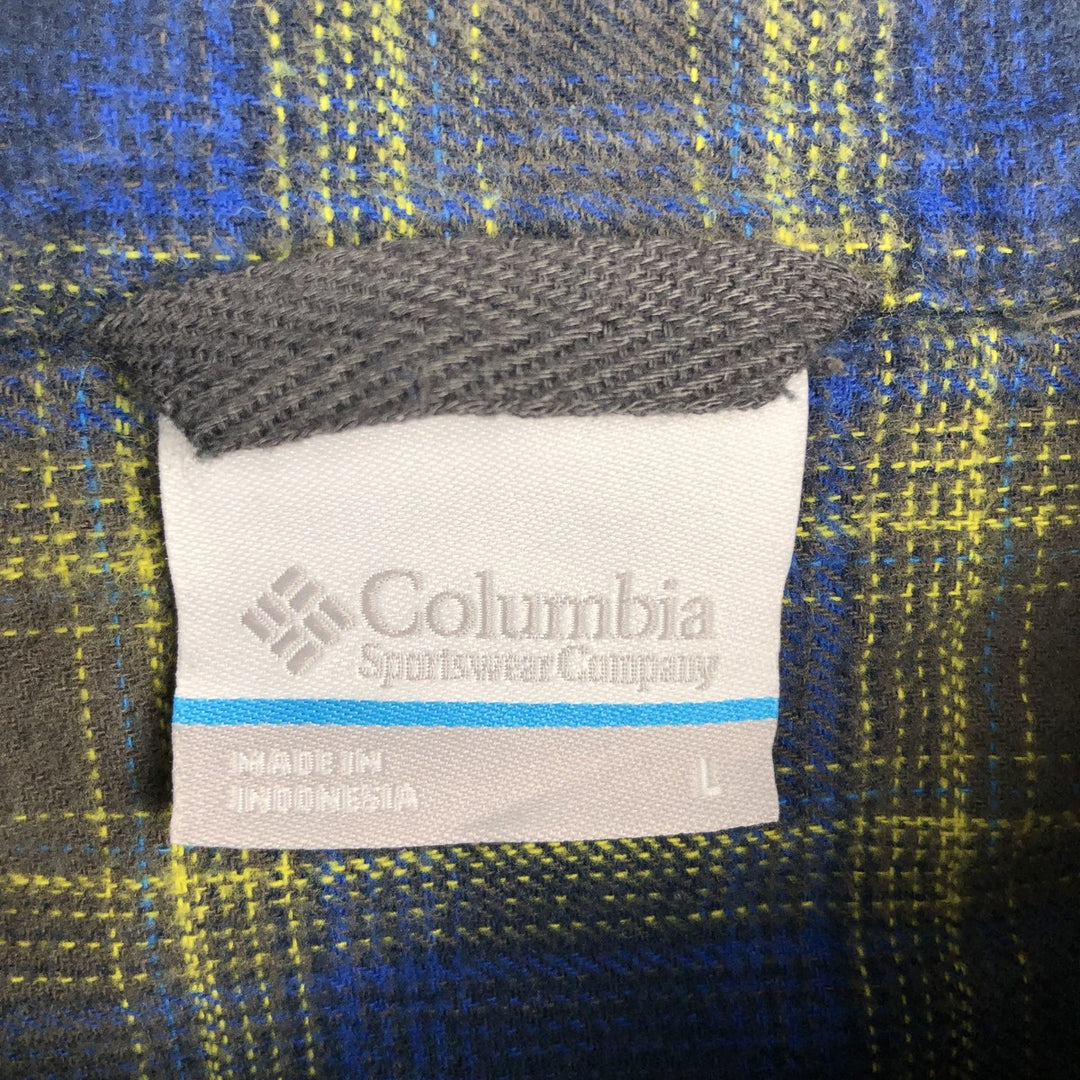 Columbia Lightflannel Check Shirt, Men's Size L cotton green type Vintage Second Hand