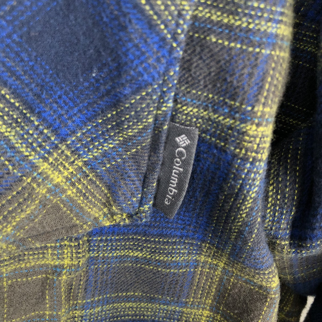 Columbia Lightflannel Check Shirt, Men's Size L cotton green type Vintage Second Hand