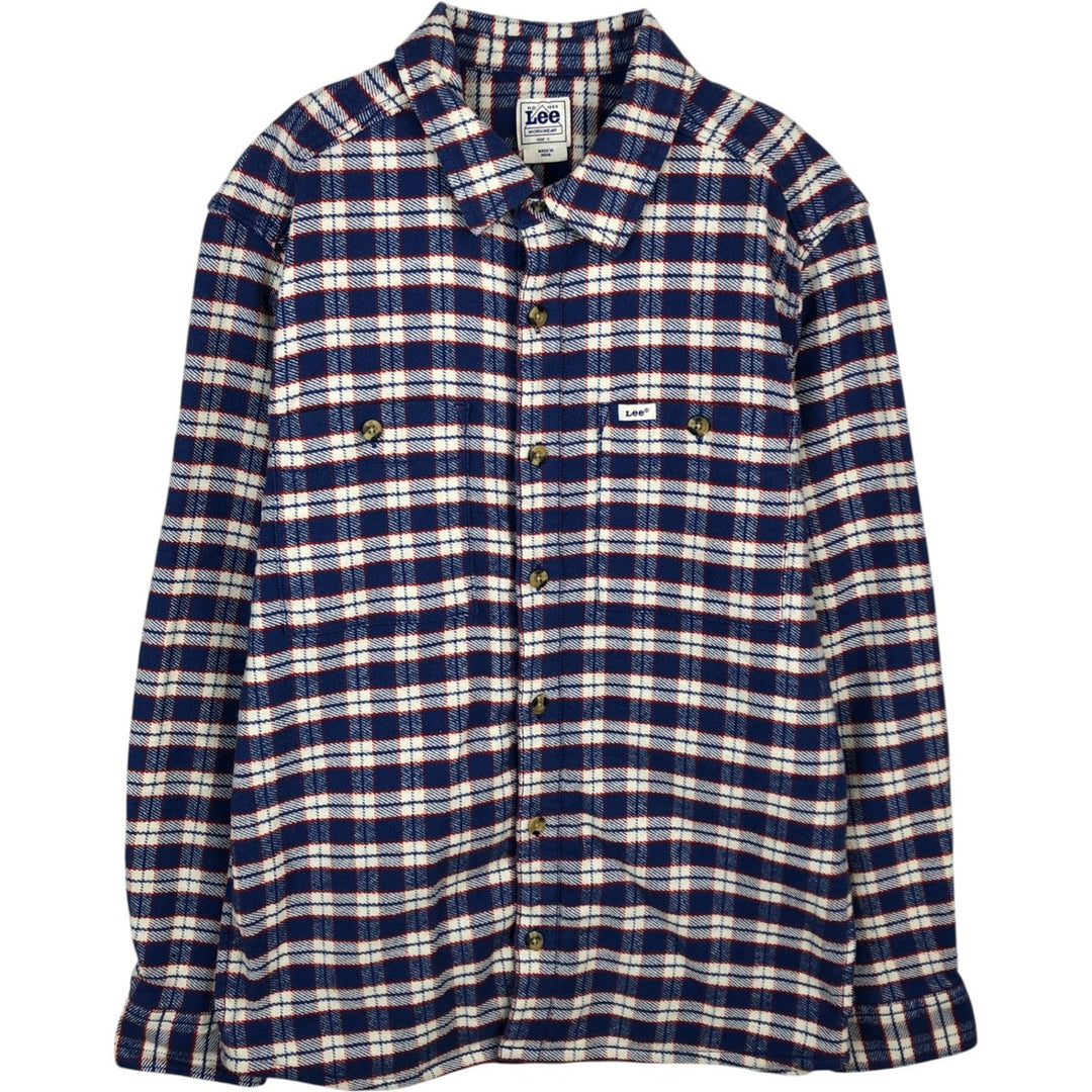 Lee Long-Sleeve Flannel Check Shirt, Men's Size S (approx.) unclear blue type Vintage Second Hand