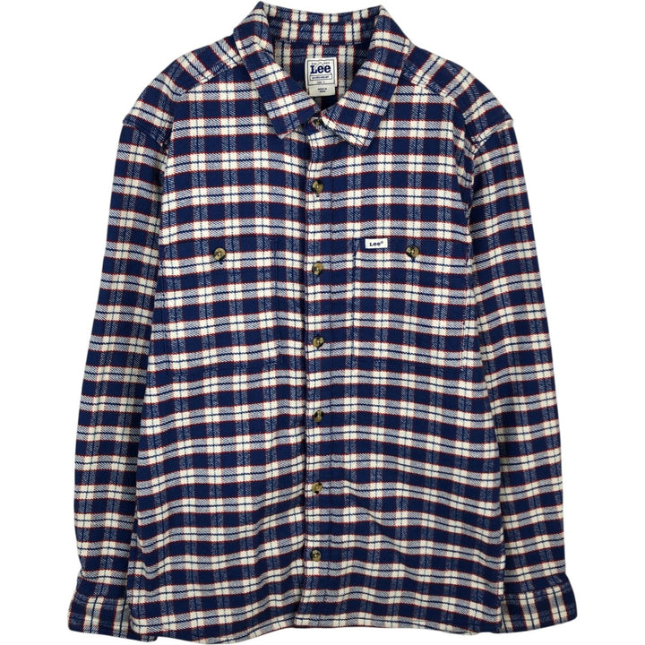 Lee Long-Sleeve Flannel Check Shirt, Men's Size S (approx.) unclear blue type Vintage Second Hand