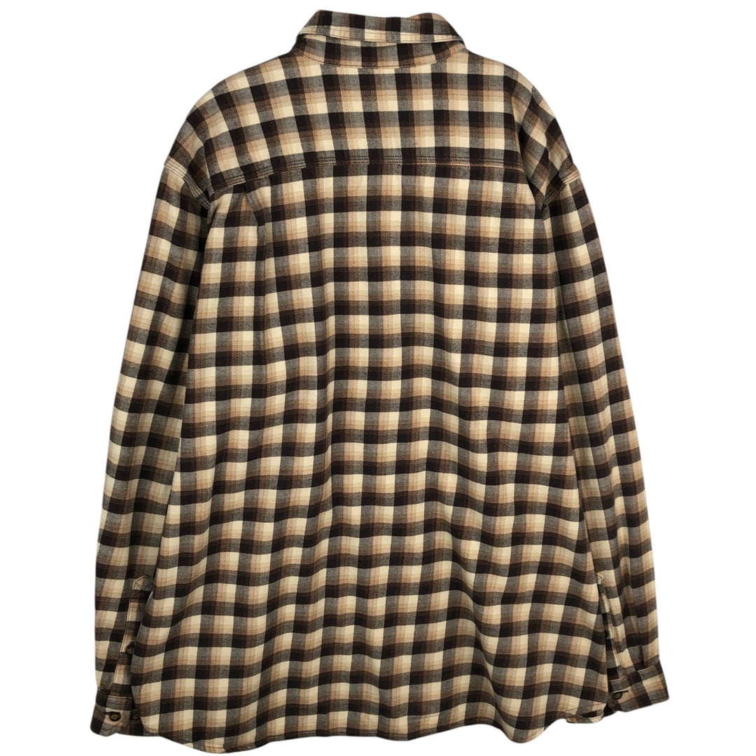 Carhartt Relaxed Fit Long Sleeve Button-Down Light Flannel Check Shirt, Men's Size XL cotton brown type Vintage Second Hand